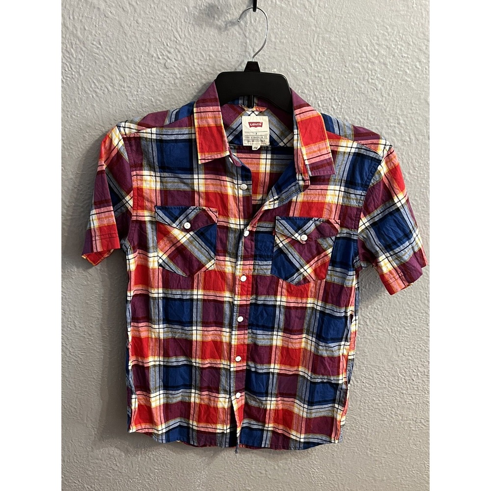 Levi's  Red Tab Guys Mens Check Short Sleeve‎ Shirt Size Small